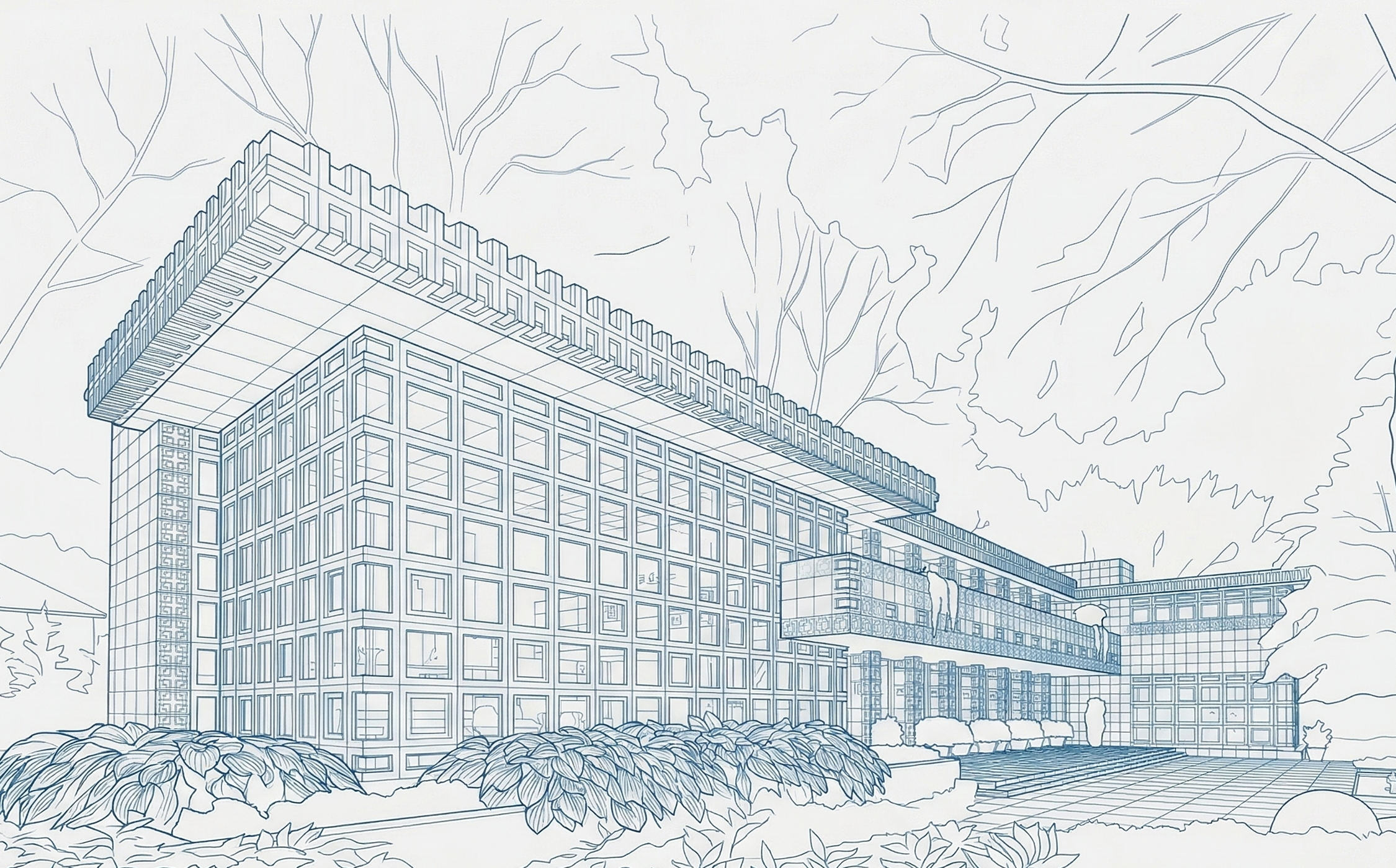 Ennis House architectural drawing by Frank Lloyd Wright